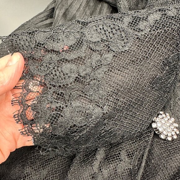 Vintage Black Lace Blazer Skirt Suit Set Size 4 Karen Lawrence by Matthew 1980s - Picture 6 of 10